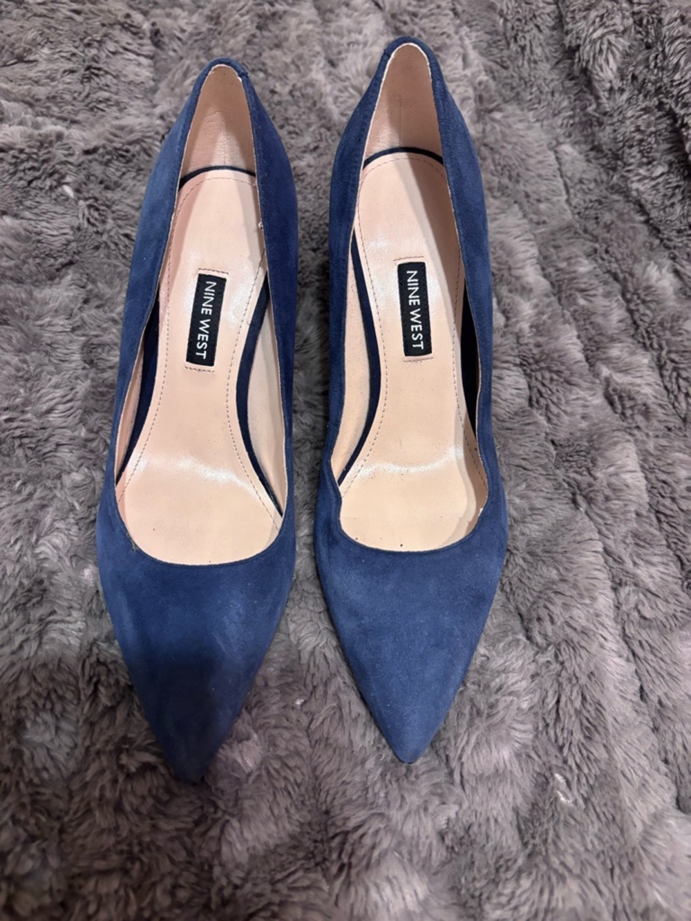 Nine West Navy Blue Suede Pointed Toe Pumps